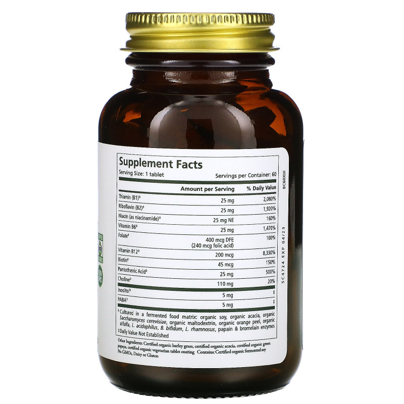 Pure Synergy Органический витаминный супер B-комплекс 60 растительных таблеток