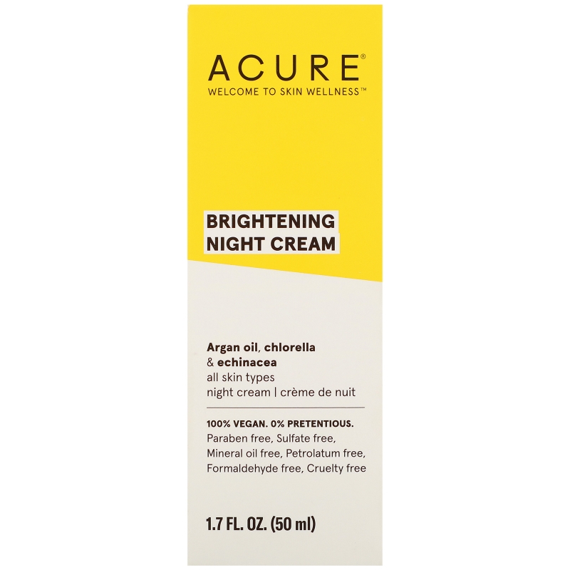 Acure Organics Ночной крем с аргановыми стволовыми клетками + 2% фактора роста хлореллы 1.75 жидких унций (50 мл)