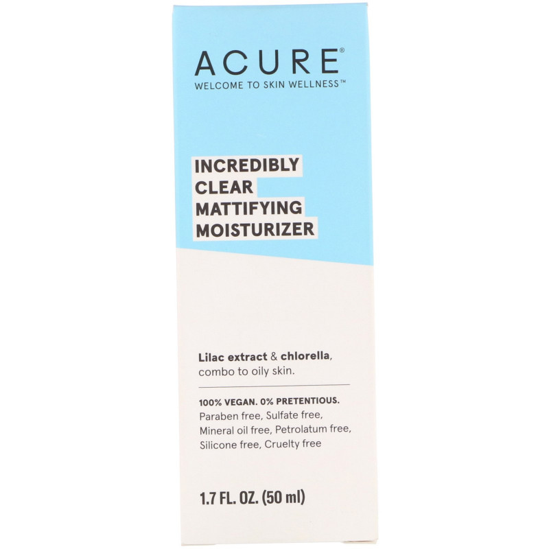 Acure Organics Увлажняющий крем для жирной кожи лица стволовые клетки сирени + 1% фактора роста хлореллы 1.75 жидких унций