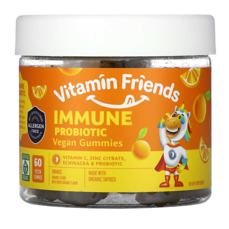 Vitamin Friends, Immune Probiotic Vegan Gummies, Orange, 60 Gummies