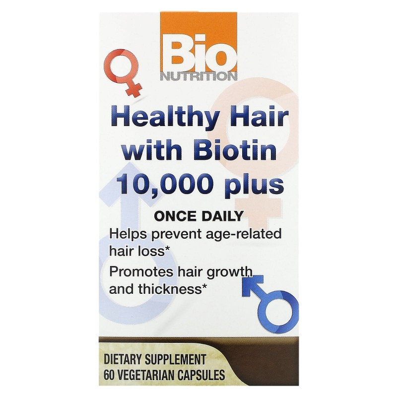 Bio Nutrition Healthy Hair с биотином 10000 Plus 60 растительных капсул