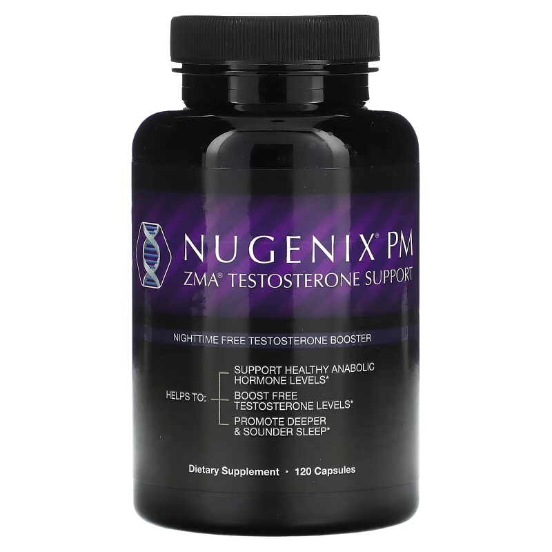 Nugenix, ZMA Testosterone Support, PM Nighttime Free Testosterone Booster, 120 Capsules