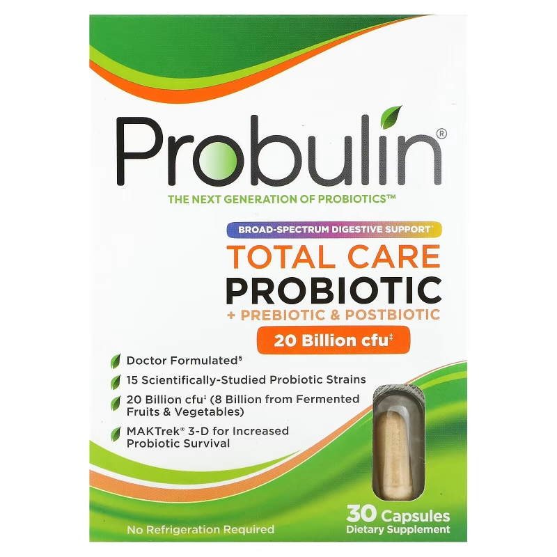 Probulin, Total Care Probiotic, 20 Billion CFU, 30 Capsules