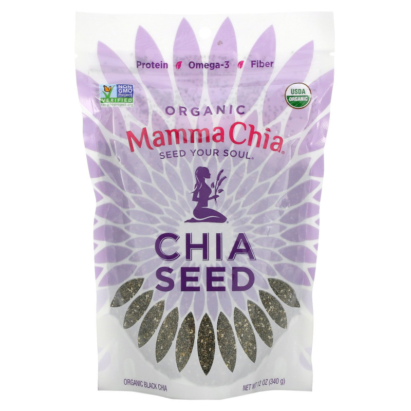 Mamma Chia Натуральные черные семена чиа 12 унций (340 г)
