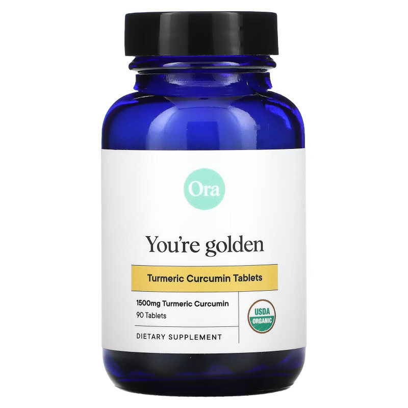 Ora, You Golden, органический куркумин из куркумы, 500 мг, 90 таблеток