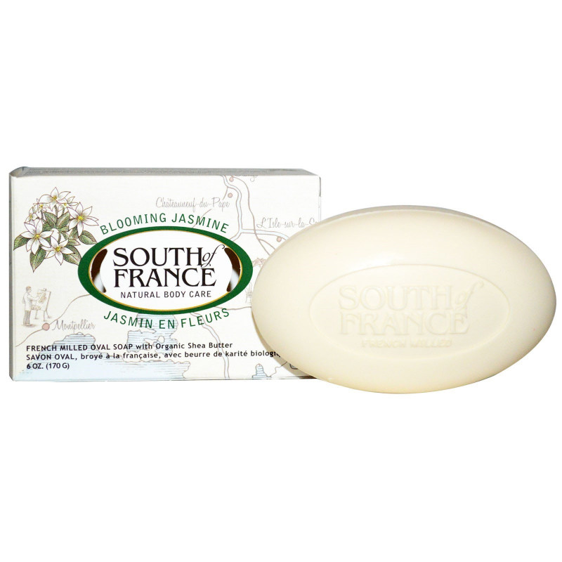 South of France Blooming Jasmine French Milled Oval Soap with Organic Shea Butter 6 oz (170 g)
