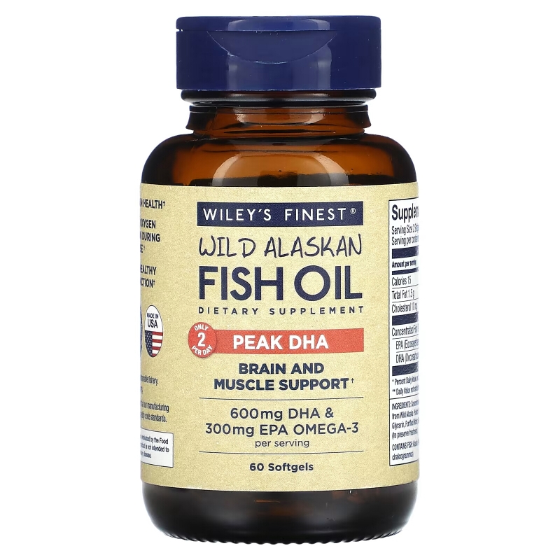 Wiley's Finest, Жир дикой аляскинской рыбы, 60 мягких таблеток