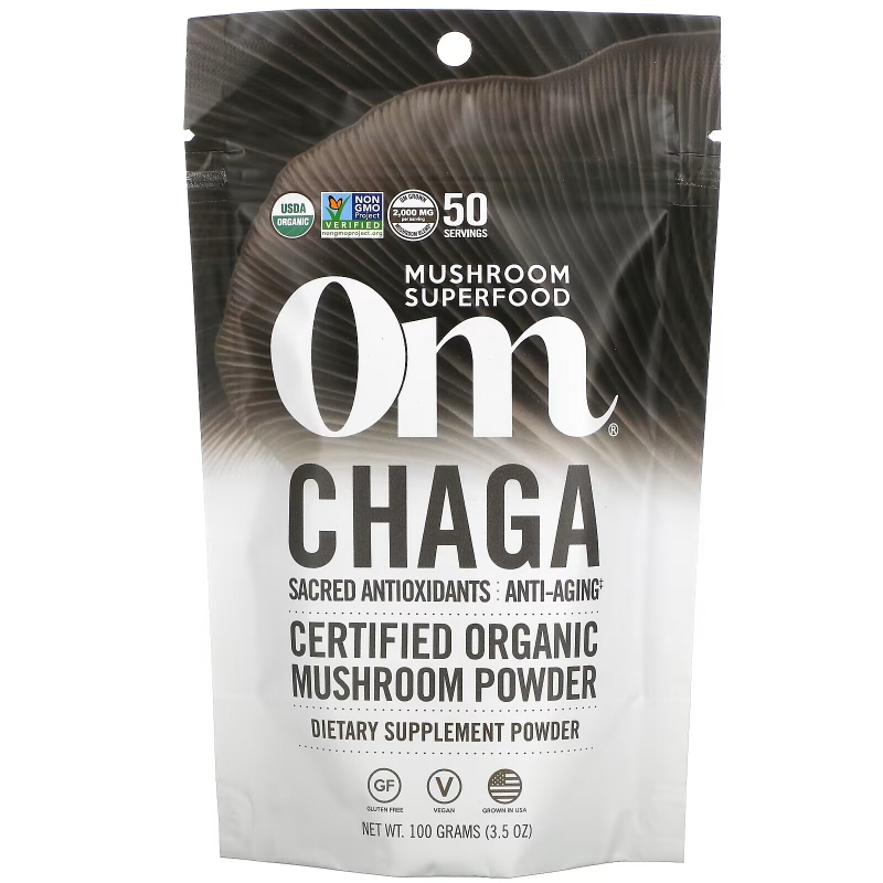 OM Organic Mushroom Nutrition, Chaga, Certified 100% Organic Mushroom Powder, 3.5 oz (100 g)