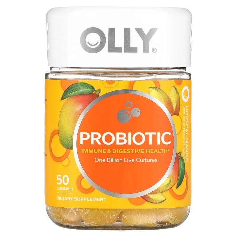 OLLY, Пробиотик, тропическое манго, 1 миллиард живых культур, 50 жевательных таблеток