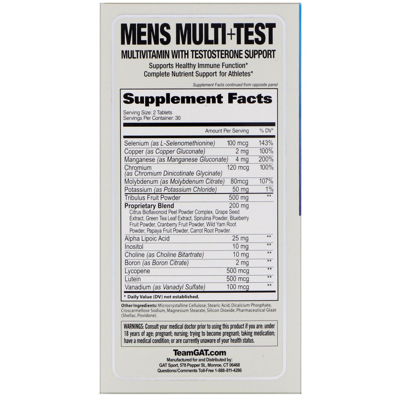 GAT Essentials Men's Multi + Test 60 Tablets