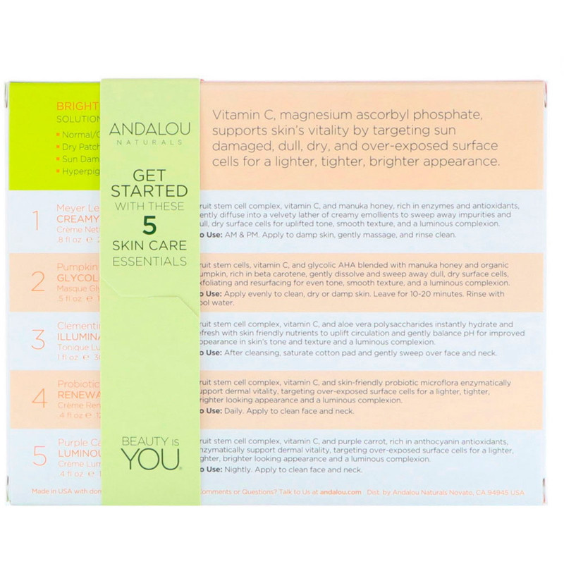Andalou Naturals Get Started Brightening Skin Care Essentials 5 Piece Kit