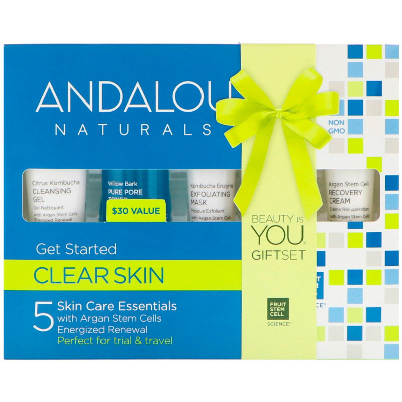 Andalou Naturals Get Started Clarifying Основы ухода за кожей, для питания и увлажнения кожи лица, Набор из 5 штук