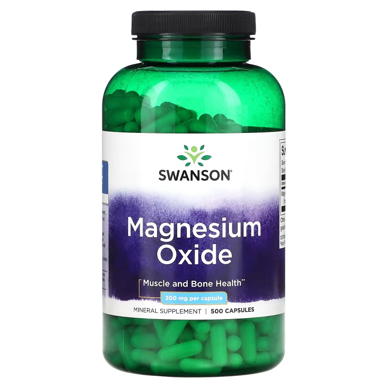 Swanson, Magnesium Oxide, 200 mg, 500 Capsules