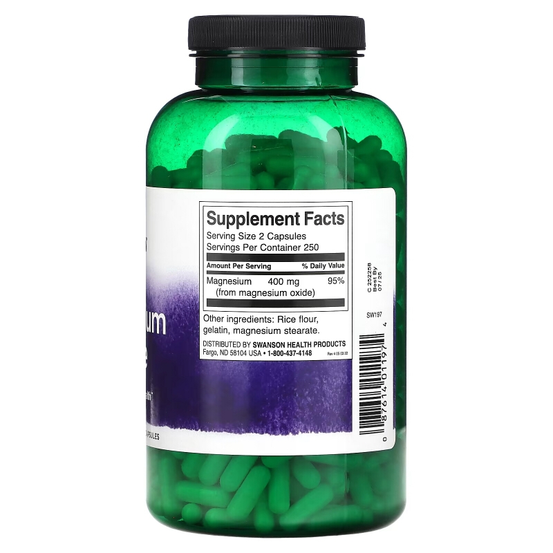 Swanson, Magnesium Oxide, 200 mg, 500 Capsules
