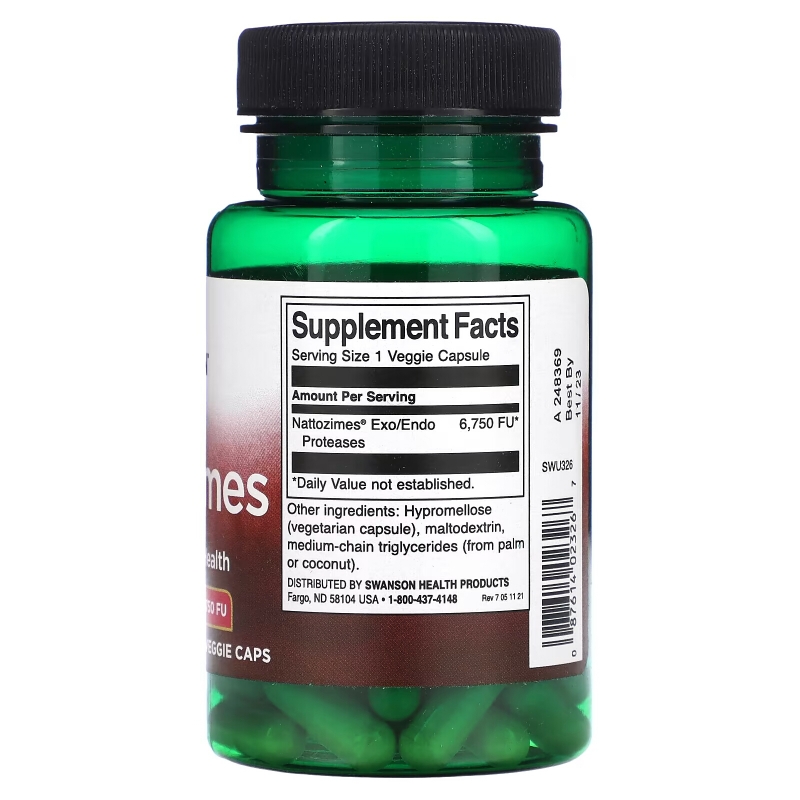 Swanson, Наттозим, 195 мг (6750 FU), 60 растительных капсул