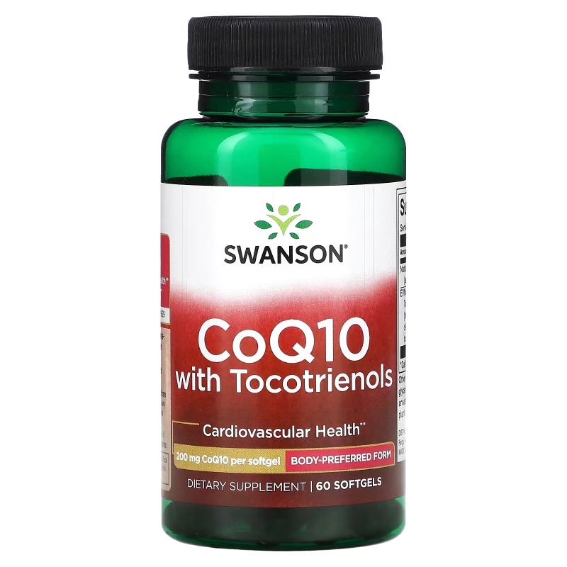 Swanson, Коэнзим Q10 с токотриенолами, 200 мг, 60 мягких таблеток