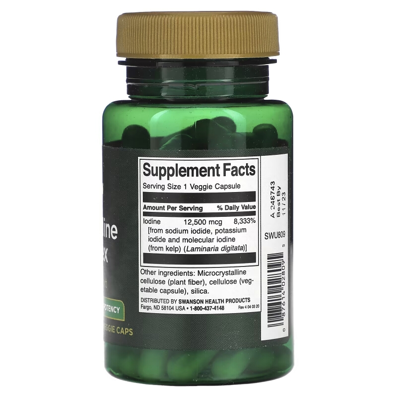 Swanson, Triple Iodine Complex, High Potency, 12.5 mg, 60 Veggie Caps
