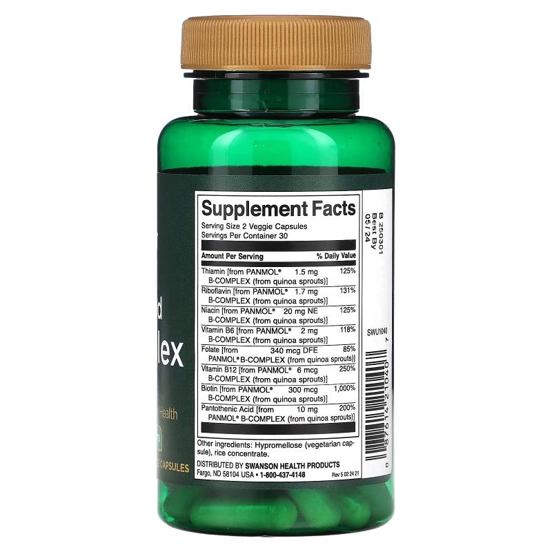 Swanson, Real Food B-Complex, 60 Veggie Capsules