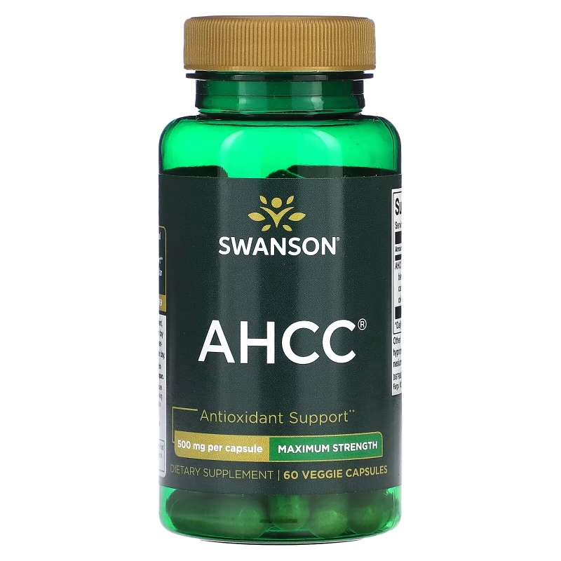 Swanson, AHCC, максимальная эффективность, 500 мг, 60 растительных капсул