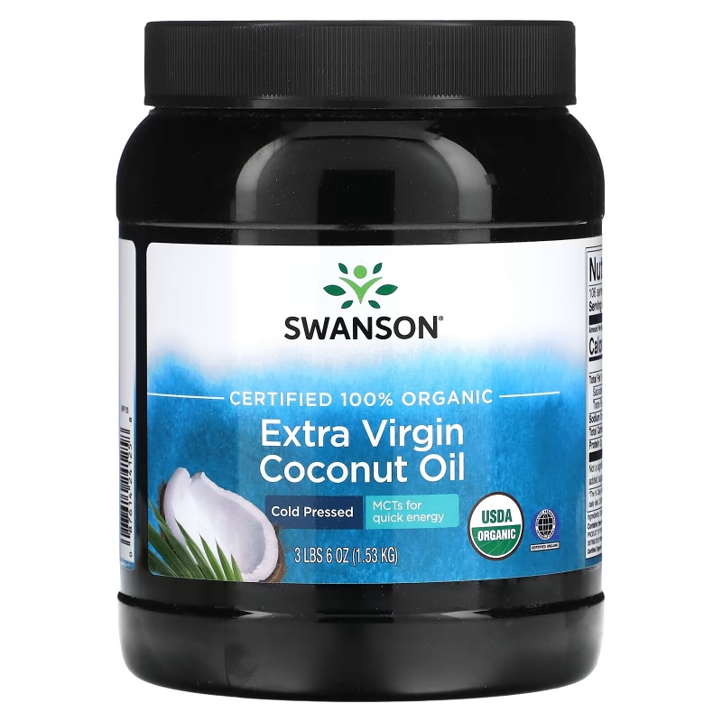 Swanson, Certified 100% Organic Extra Virgin Coconut Oil, 3 lbs 6 oz (1.53 kg)