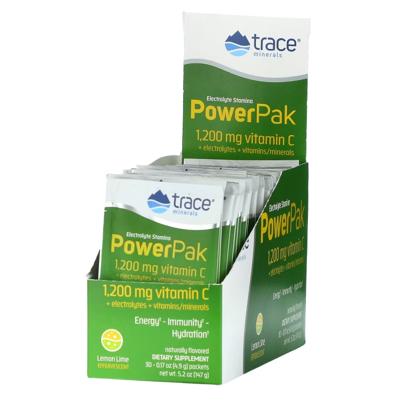 Trace Minerals Research Электролиты для выносливости Power Pak с лимоном и лаймом 32 пакетика по 023 унции (6.4 гр) каждом