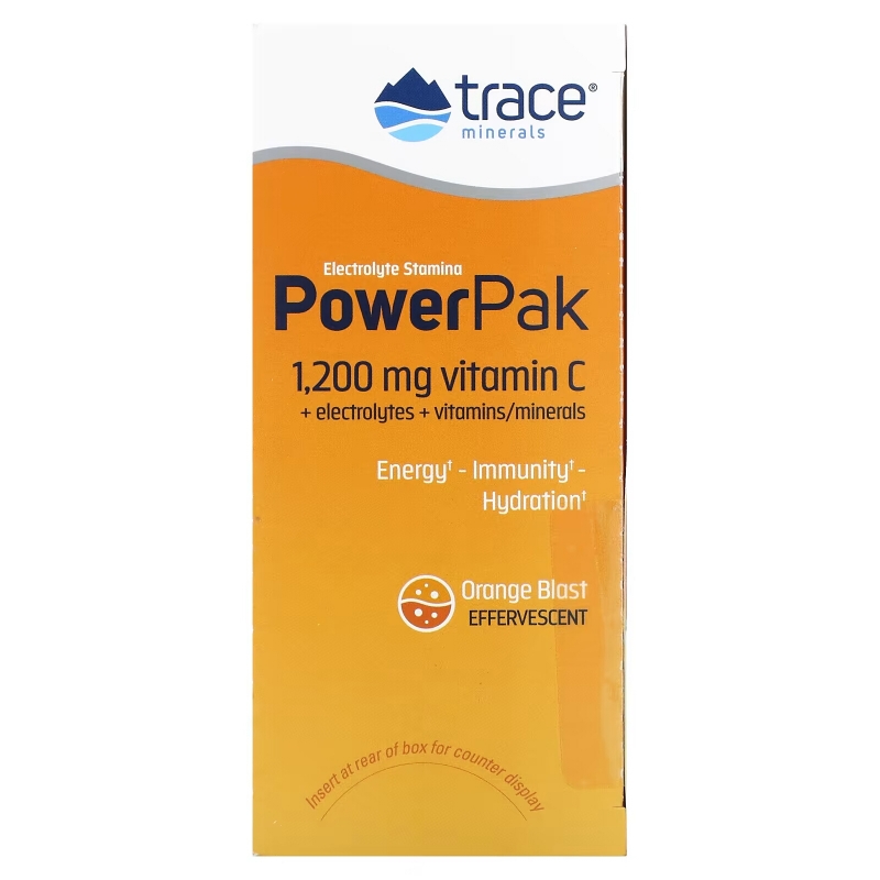 Trace Minerals Research Электролиты для выносливости и силы с сочным апельсиновым вкусом 0.23 унции (6.5 г) 32 пакета