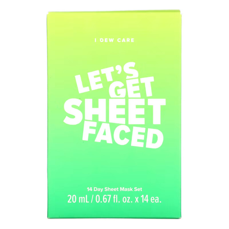 I Dew Care, Let's Get Sheet Faced, 14 Day Beauty Sheet Mask Set, 14 Sheets, 0.67 fl oz (20 ml) Each