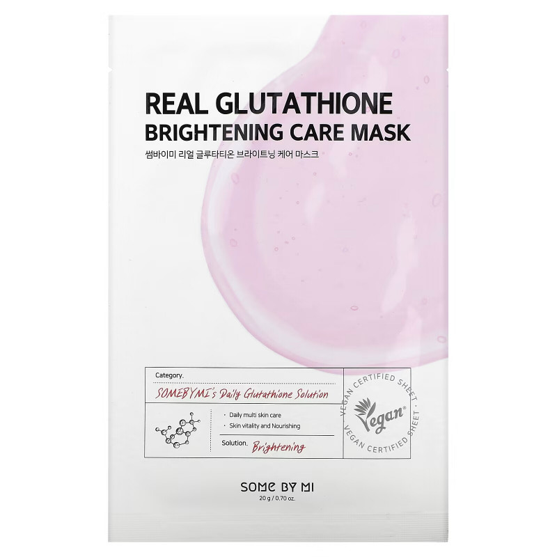 Some By Mi, Real Glutathione, осветляющая косметическая маска, 1 шт., 20 г (0,7 унции)
