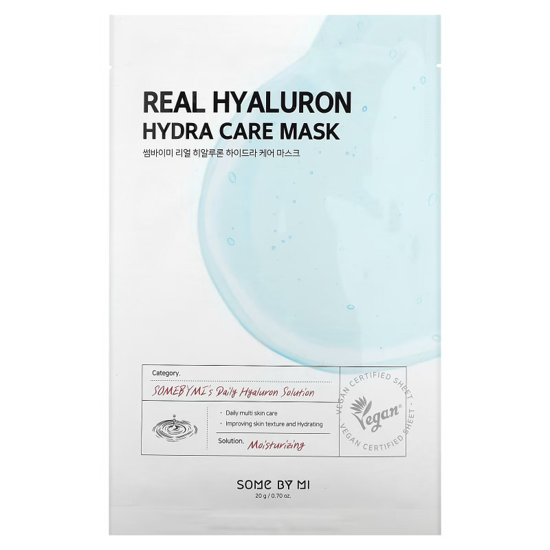 Some By Mi, Real Hyaluron, маска для красоты Hydra Care, 1 шт., 20 г (0,7 унции)