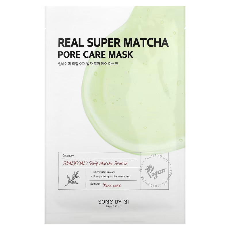 Some By Mi, Real Super Matcha, Pore Care Beauty Mask, 1 Sheet, 0.7 oz (20 g)