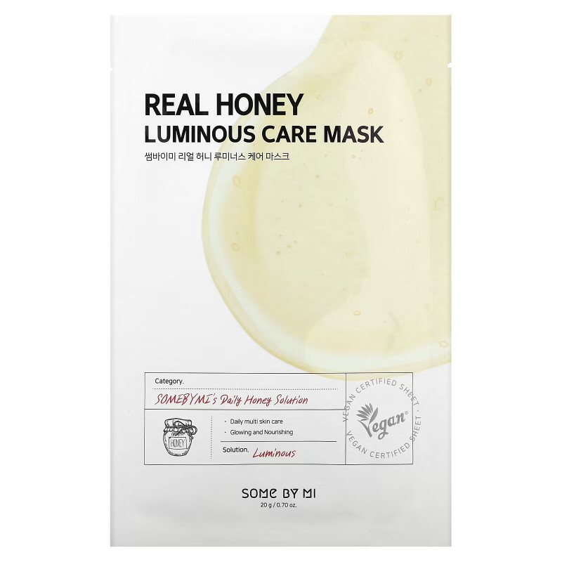 Some By Mi, Real Honey, косметическая маска для сияния кожи, 1 шт., 20 г (0,7 унции)
