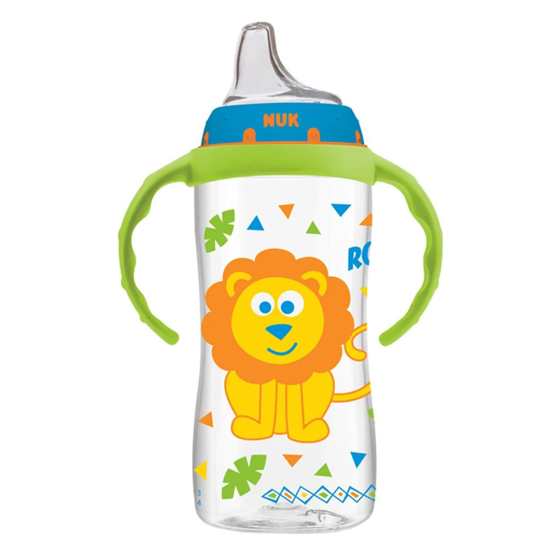 NUK, Большая бутылочка для обучения питью, от 9 месяцев, мальчик из джунглей, 1 бутылочка, 10 унций (300 мл)