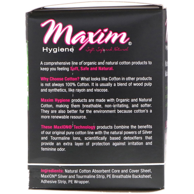 Maxim Hygiene Products Ultra Thin Winged Pads Natural Silver MaxION Technology Super 10 Pads