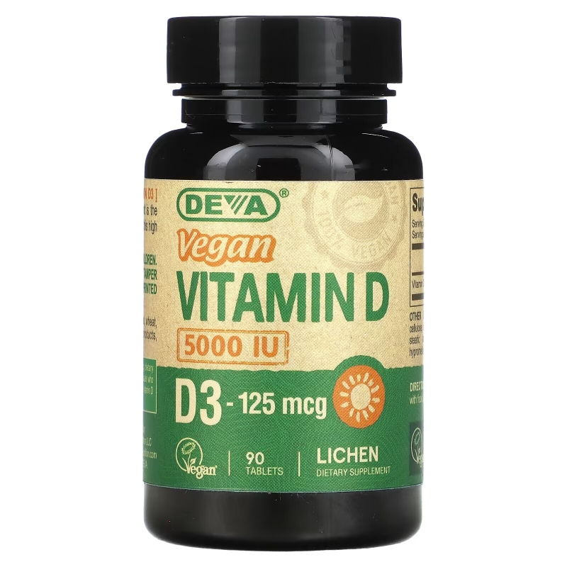 Deva, Vegan Vitamin D, 125 mcg (5,000 IU), 90 Tablets