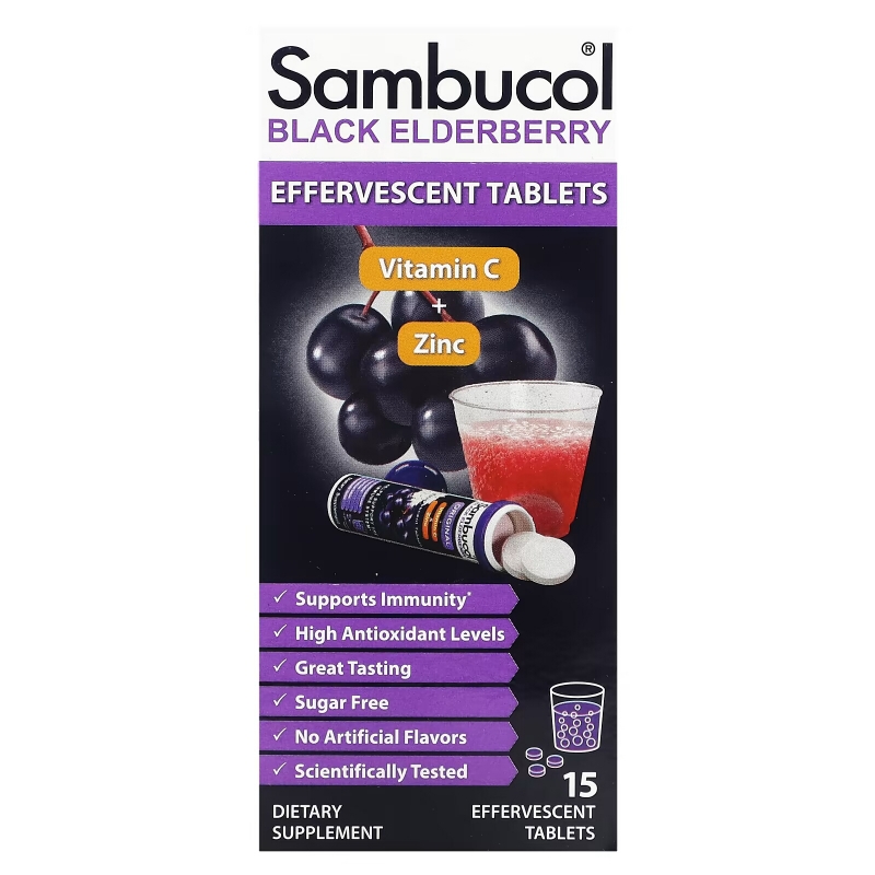 Sambucol, Black Elderberry, Effervescent Tablets, 15 Effervescent Tablets