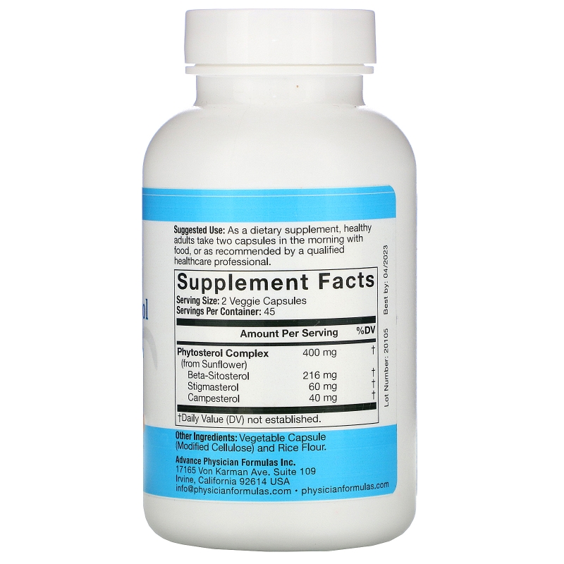 Advance Physician Formulas, Inc., Бета-ситостерол (Beta Sitosterol), 400 мг, 90 капсул