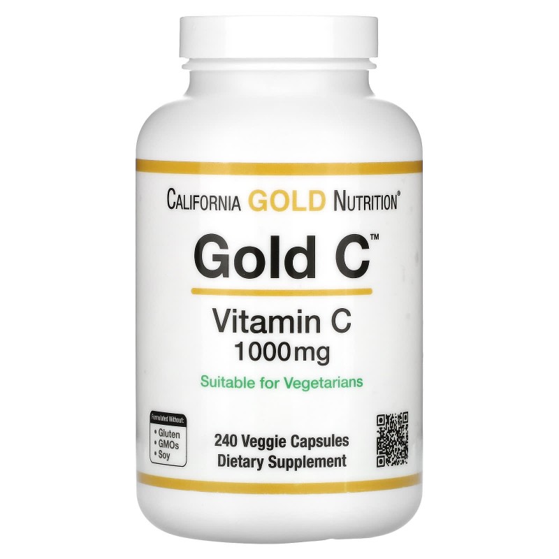 California Gold Nutrition, Витамин С, Gold C, 1000 мг, 240 растительных капсул