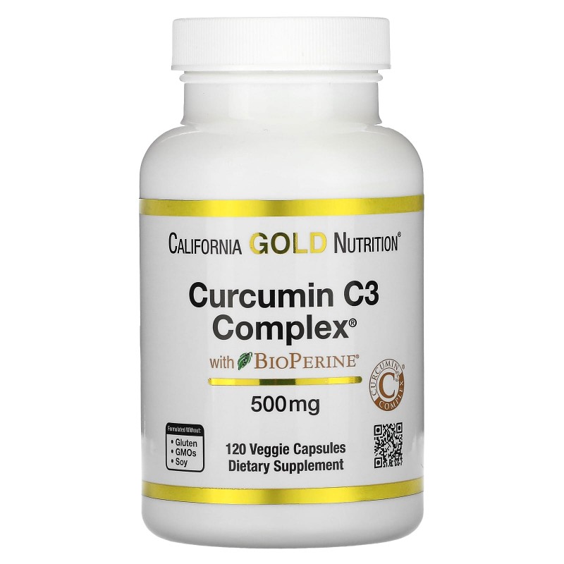 California Gold Nutrition, Куркумин C3 комплекс с биоперином, формула поддержки при воспалении, 500 мг, 120 вегетарианских капсул
