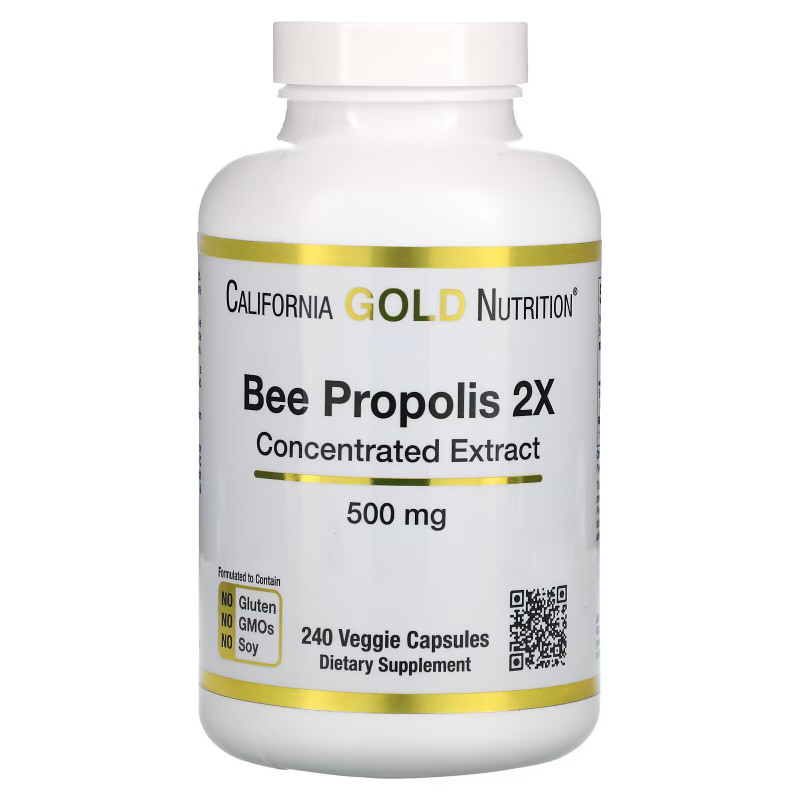California Gold Nutrition Пчелиный прополис 2X 500 мг 240 овощных капсул