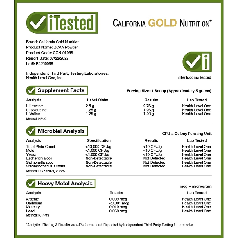 California Gold Nutrition, AjiPure, BCAA, Branched Chain Amino Acids, Gluten-Free, 16 oz (454 g)