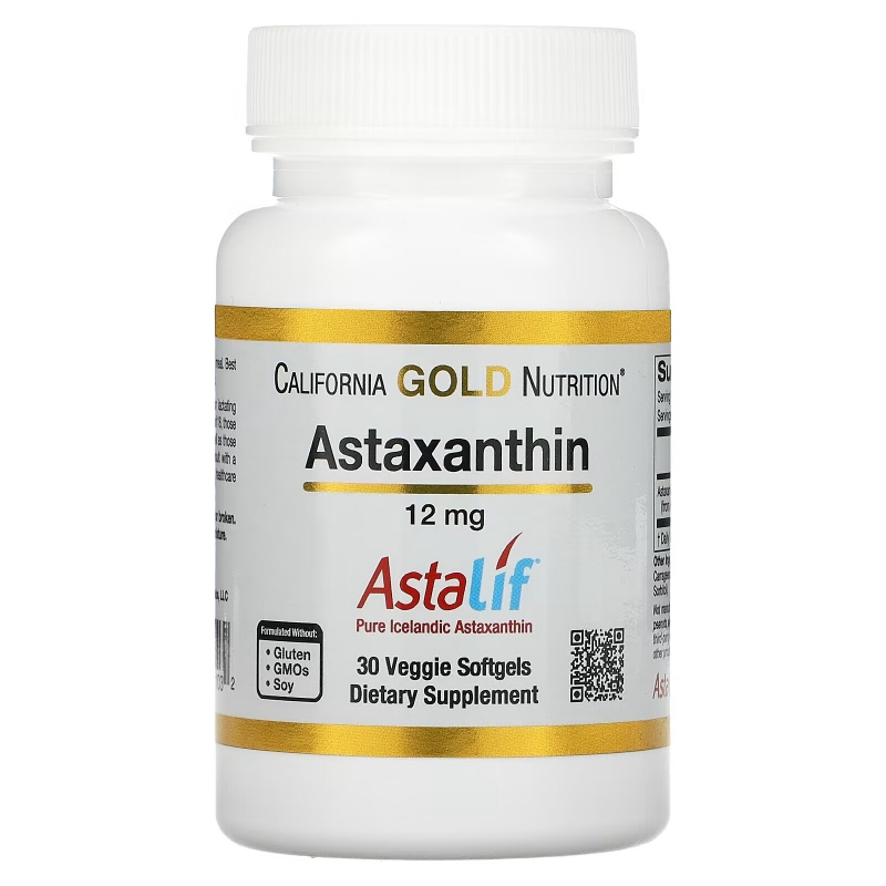 California Gold Nutrition, Natural Astaxanthin, USA Sourced, No Gluten, No GMOs, 12 mg, 30 Veggie Softgels