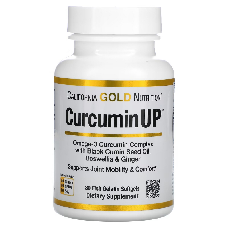 California Gold Nutrition, Curcumin UP, Формулы воспаления, 30 рыбных желатиновых мягких гелей