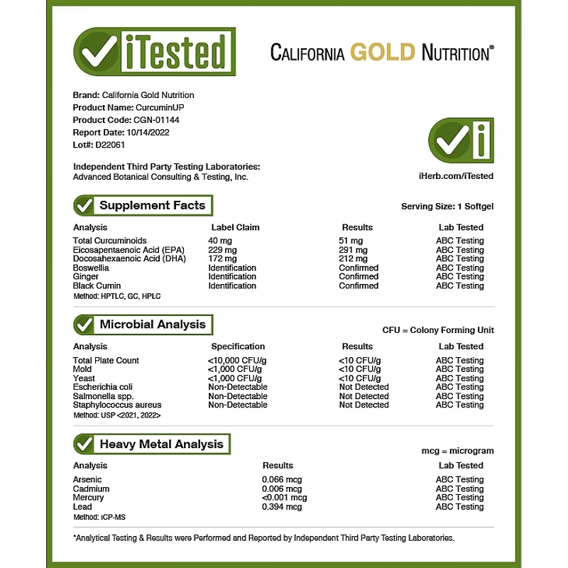 California Gold Nutrition, Curcumin UP, Формулы воспаления, 30 рыбных желатиновых мягких гелей