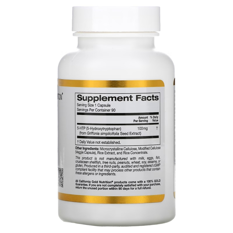 California Gold Nutrition, 5-HTP, поддержка настроения, 100 мг, 90 вегетарианских капсул