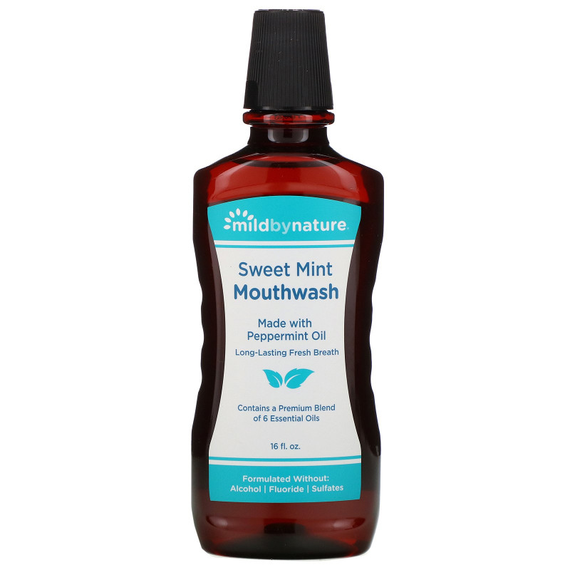 Mild By Nature, Mouth Wash, Made with Peppermint Oil, Long-Lasting Fresh Breath, Sweet Mint, 16 fl oz