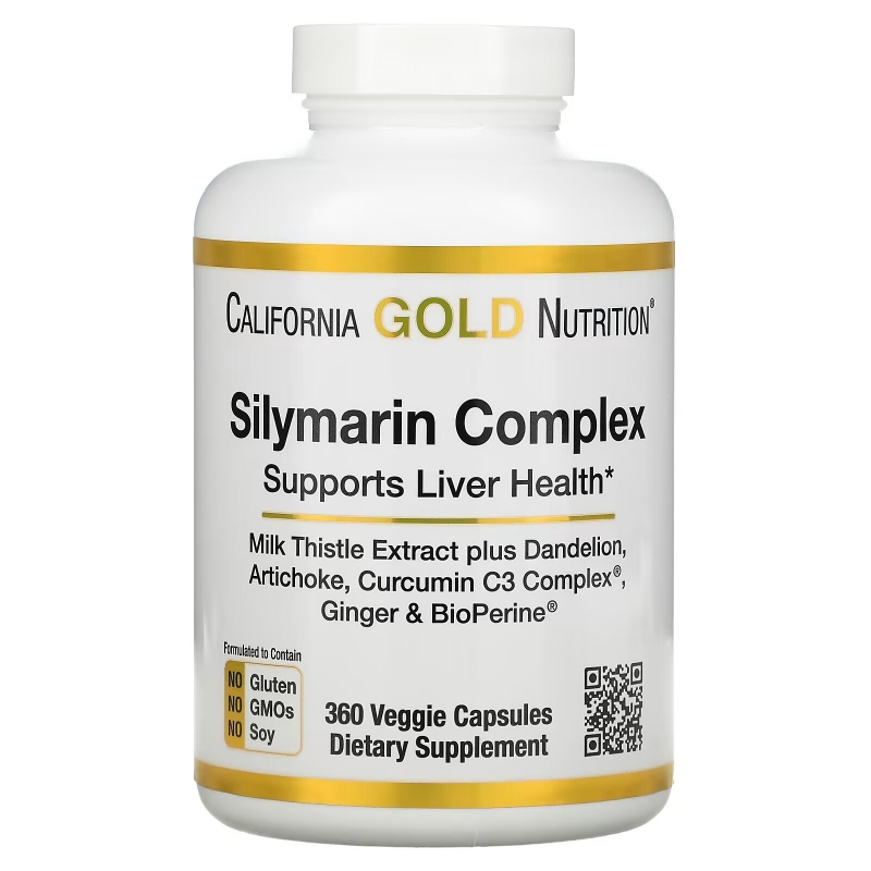 California Gold Nutrition, Silymarin Complex, Liver Health, Milk Thistle, Curcumin, Artichoke, Dandelion, Ginger, Black Pepper, 360 Veggie Capsules