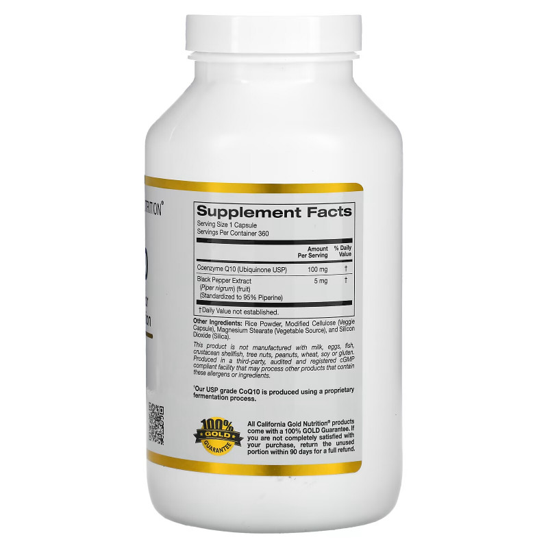California Gold Nutrition, CoQ10 with BioPerine, 100 mg, 360 Veggie Capsules