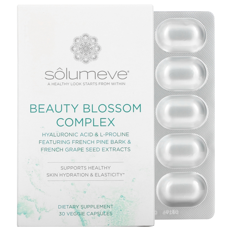 Solumeve, Beauty Blossom Complex, Skin Hydration & Collagen Production, 30 Veggie Capsules