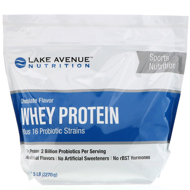 Lake Avenue Nutrition, Сывороточный протеин + пробиотики, со вкусом шоколада, 5 фунтов (2270 г)