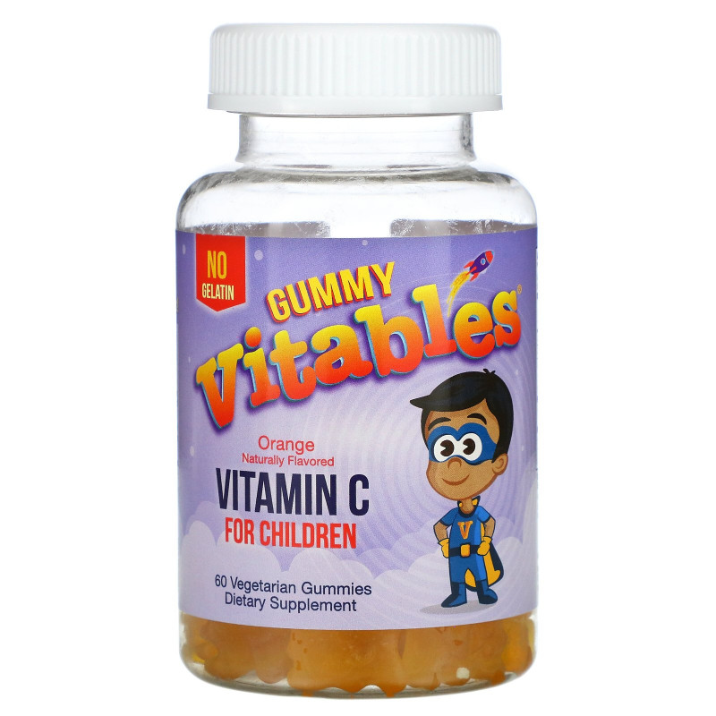 Vitables, Жевательный витамин C для детей, без желатина, вкус апельсина, 60 вегетарианских жевательных таблеток